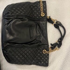 XL Genuine Leather Tote Bag with Gold Hardware